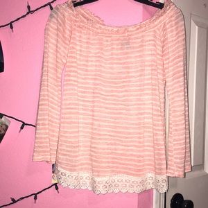 Peach Off the shoulder shirt